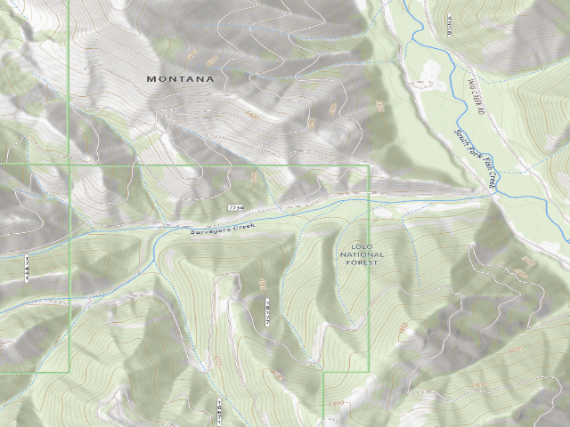 USGS topographic map of Surveyor Creek