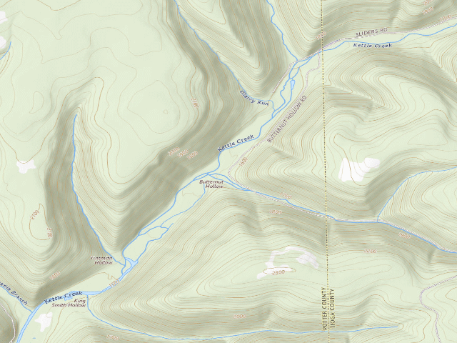 USGS topographic map of Susquehannock State Forest roadside campsite 004 Butternut Hollow