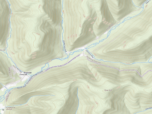 USGS topographic map of Susquehannock State Forest roadside campsite 006 Chick Coop