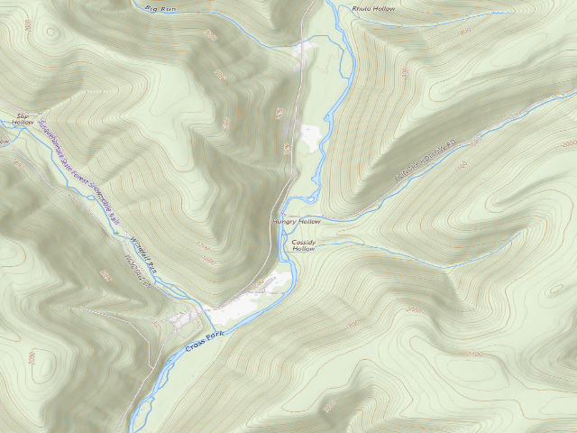 USGS topographic map of Susquehannock State Forest roadside campsite 008 Hungry Hollow (B)