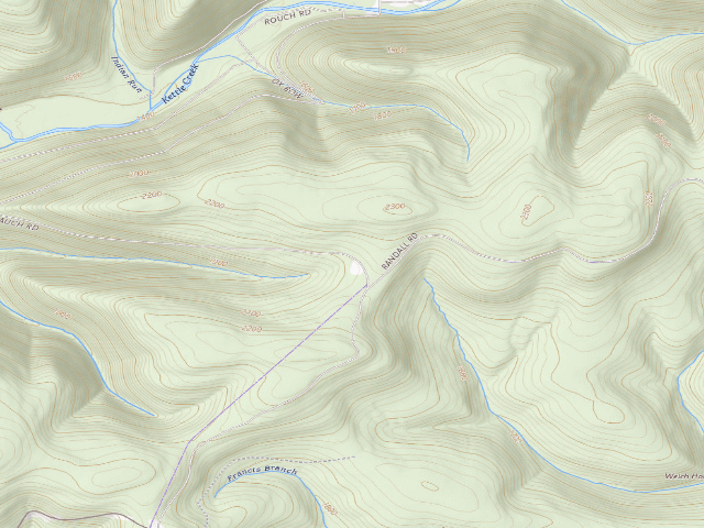 USGS topographic map of Susquehannock State Forest roadside campsite 023 Gas Well C