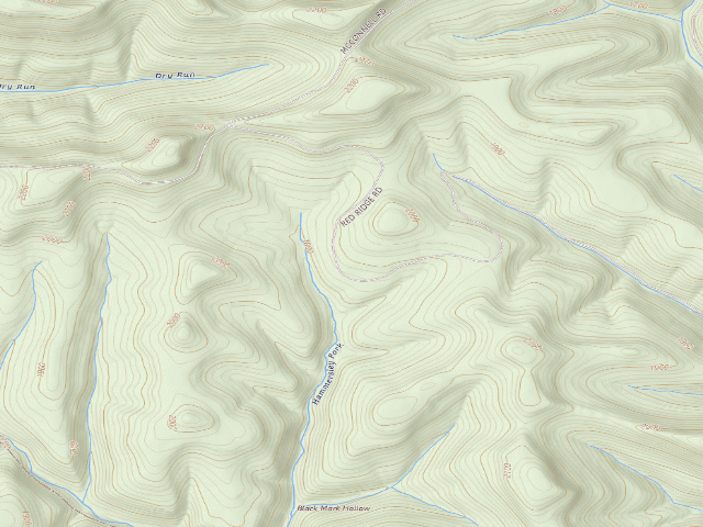 USGS topographic map of Susquehannock State Forest roadside campsite 025 Red Ridge Landing