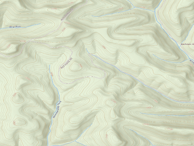 USGS topographic map of Susquehannock State Forest roadside campsite 026 Red Ridge Well Pad