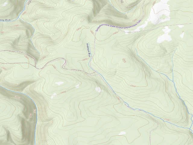 USGS topographic map of Susquehannock State Forest roadside campsite 029 Rock Run ATV