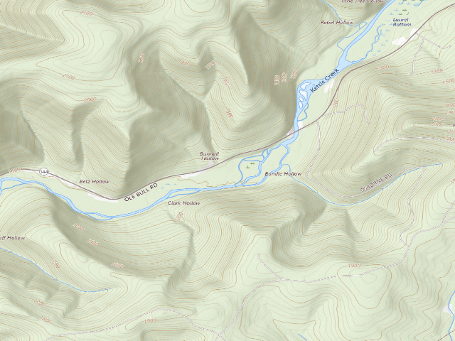 USGS topographic map of Susquehannock State Forest roadside campsite 030 Rte 144 Pines