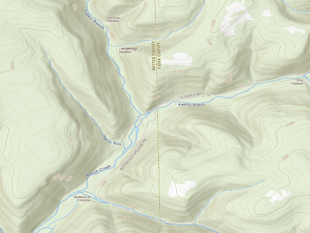 USGS topographic map of Susquehannock State Forest roadside campsite 031 Sliders