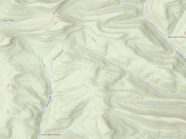 USGS topographic map of Susquehannock State Forest roadside campsite 033 Twin Sisters