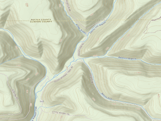 USGS topographic map of Susquehannock State Forest roadside campsite 037 Young Womens