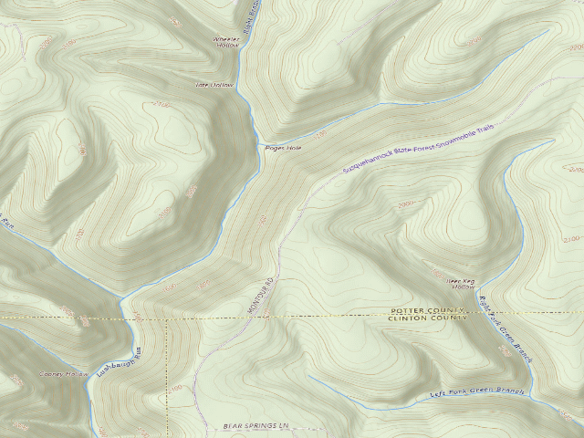 USGS topographic map of Susquehannock State Forest roadside campsite 039 Lookout