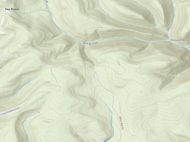USGS topographic map of Susquehannock State Forest roadside campsite 040 Bell Branch