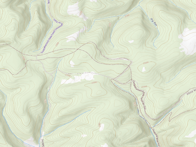 USGS topographic map of Susquehannock State Forest roadside campsite 048 Thompson Hollow