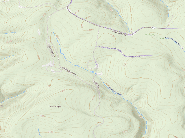 USGS topographic map of Susquehannock State Forest roadside campsite Dyer 007