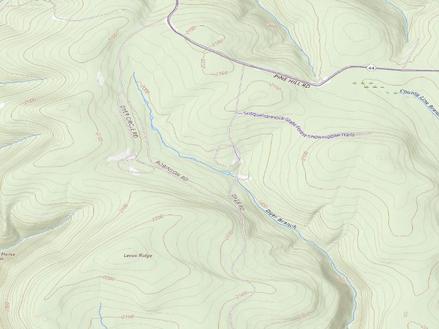 USGS topographic map of Susquehannock State Forest roadside campsite Dyer 006