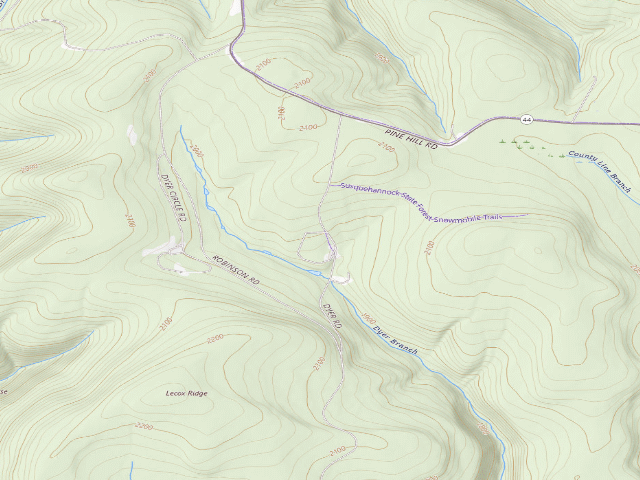 USGS topographic map of Susquehannock State Forest roadside campsite Dyer 004