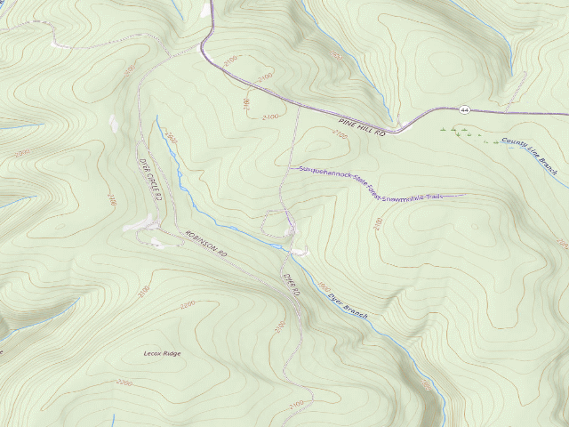 USGS topographic map of Susquehannock State Forest roadside campsite Dyer 002