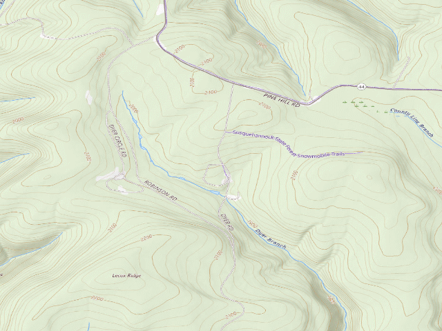 USGS topographic map of Susquehannock State Forest roadside campsite Dyer 001
