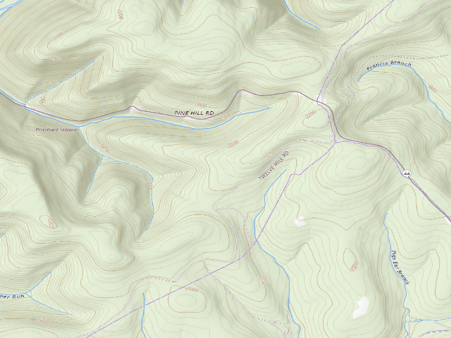 USGS topographic map of Susquehannock State Forest roadside campsite Horsey Hilton 007