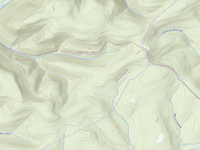 USGS topographic map of Susquehannock State Forest roadside campsite Horsey Hilton 003