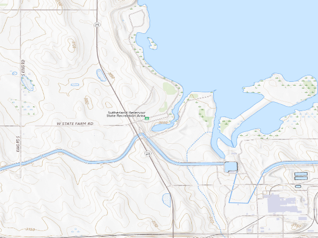 USGS topographic map of Sutherland Reservoir SRA