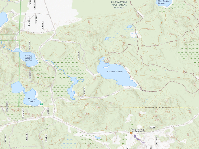 USGS topographic map of Swan Lake Camping Area