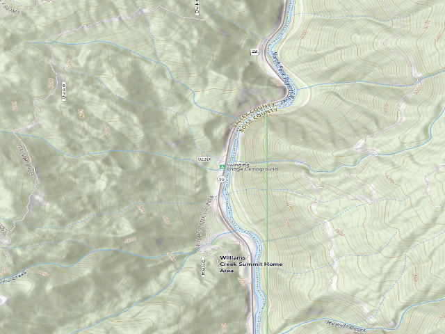 USGS topographic map of Swinging Bridge Campground