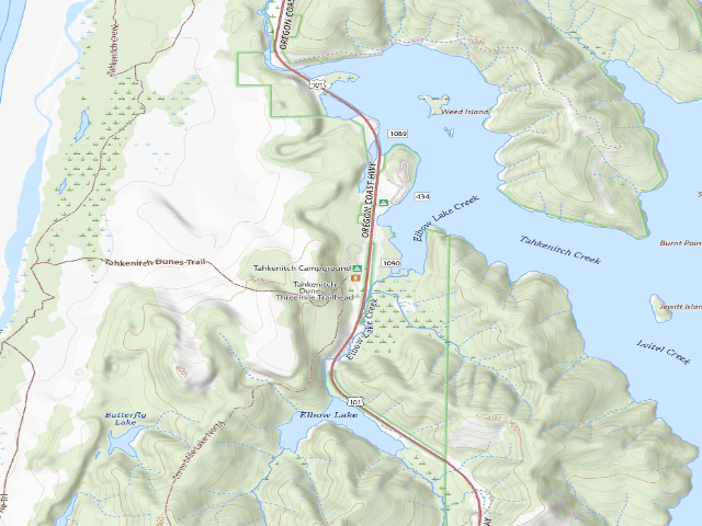 USGS topographic map of Tahkenitch Campground