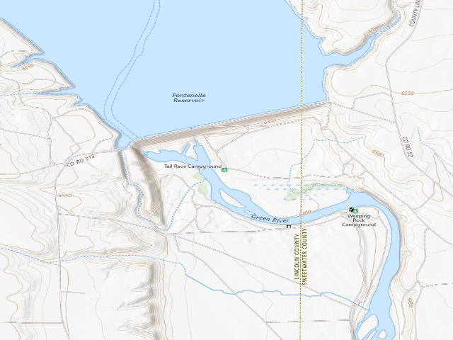 USGS topographic map of Tailrace Camp Area