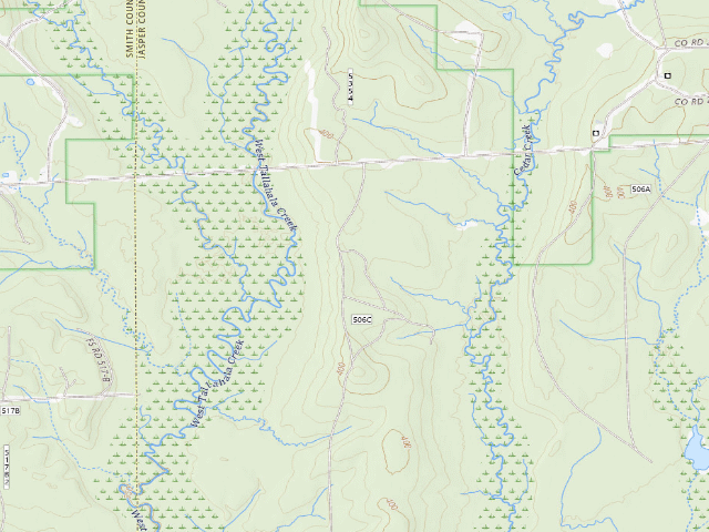 USGS topographic map of Tallahala WMA camp site 1