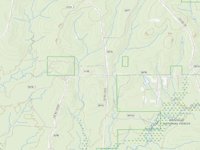 USGS topographic map of Tallahala WMA camp site 2