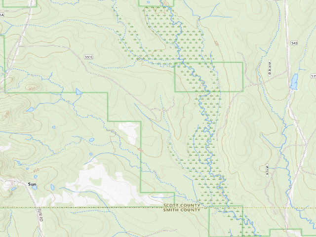 USGS topographic map of Tallahala WMA camp site 4