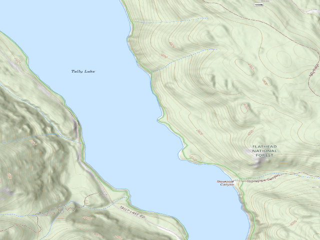 USGS topographic map of Tally Lake Boat Site 2