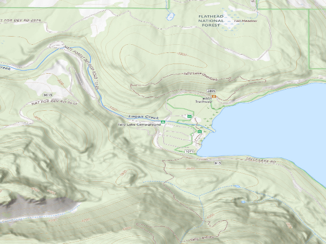 USGS topographic map of Tally Lake Campground