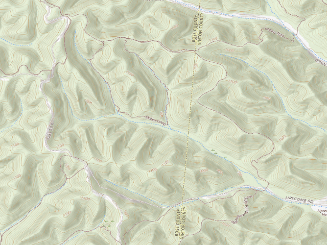 USGS topographic map of Tar Hollow State Forest - Camp Dullen