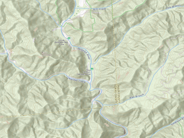 USGS topographic map of Tate Branch Campground