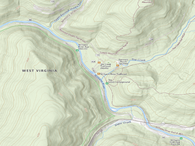 USGS topographic map of Tea Creek Campground