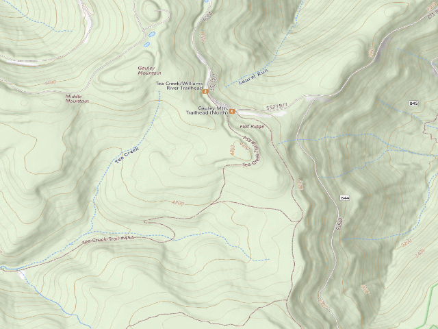 USGS topographic map of Tea Creek Shelter