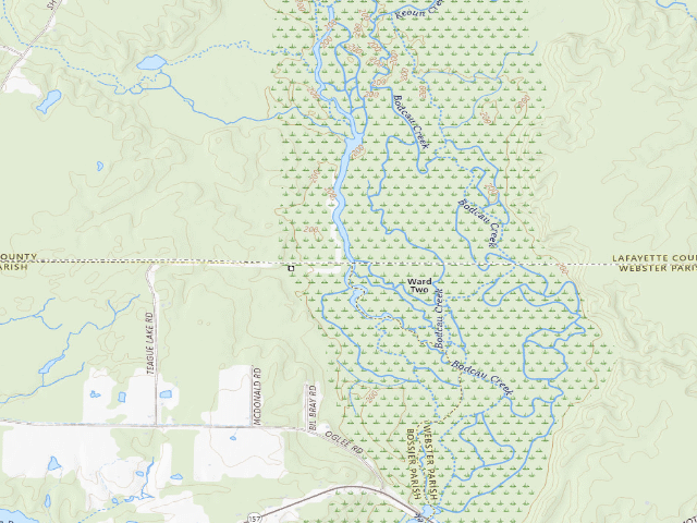 USGS topographic map of Teague Lake Primitive Camping