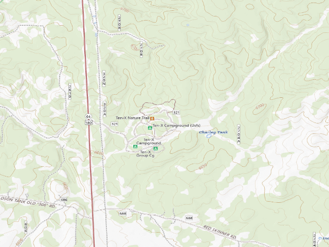 USGS topographic map of Ten-X Campground