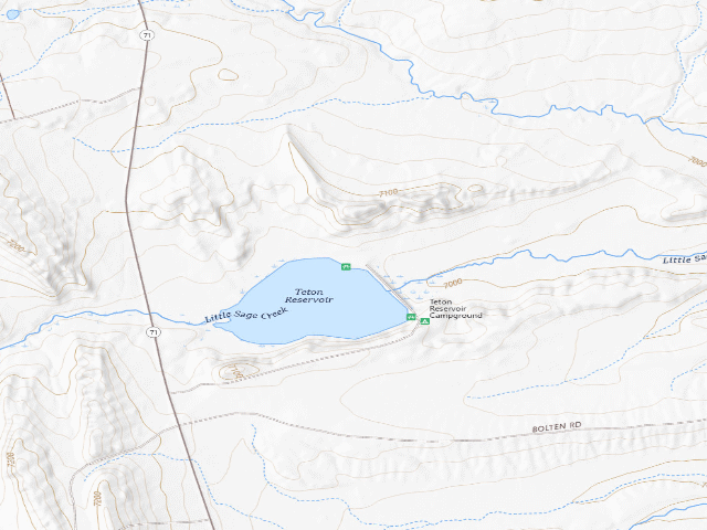 USGS topographic map of Teton Reservoir Recreation Site
