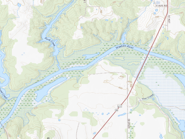 USGS topographic map of Texoma - Washita Arm WMA primitive camp #2