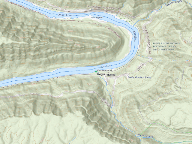 USGS topographic map of Thayer Campground