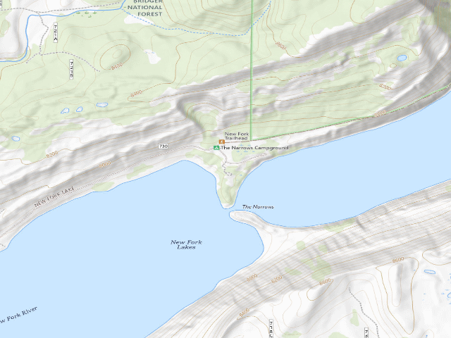 USGS topographic map of The Narrows Campground