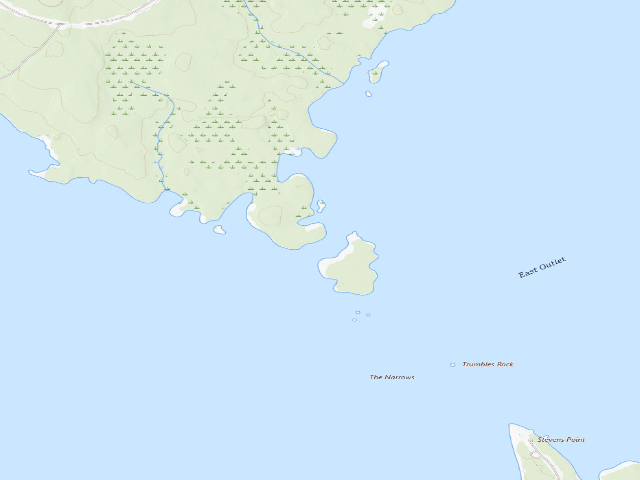 USGS topographic map of The Narrows (Moosehead Lake Shoreline Public Land)