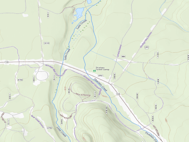 USGS topographic map of Thielsen Forest Camp