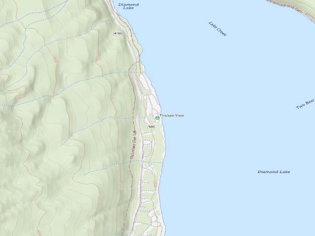 USGS topographic map of Thielsen View Campground And Boat Ramp