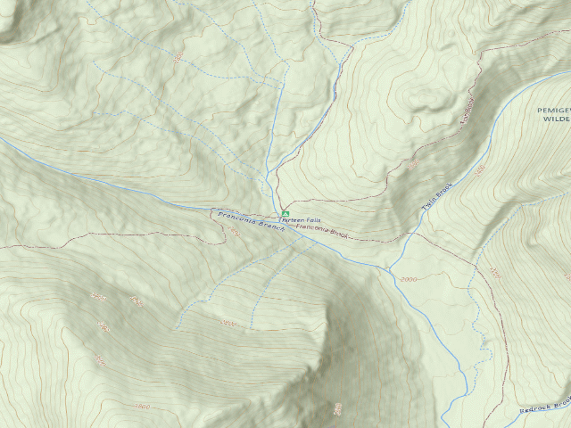 USGS topographic map of Thirteen Falls