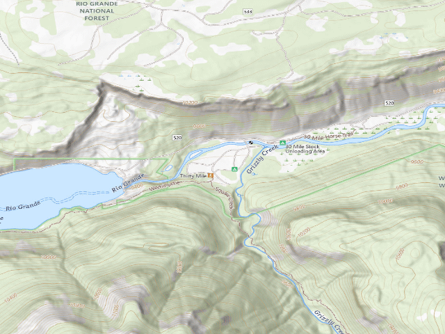 USGS topographic map of Thirty Mile Campground