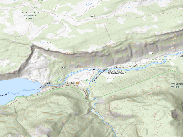 USGS topographic map of Thirty Mile Campground