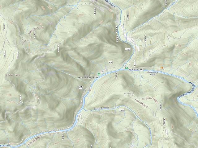 USGS topographic map of Three C Rock Campground