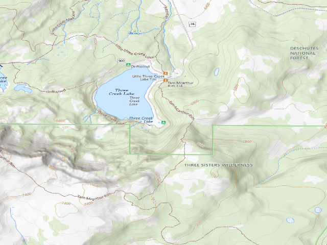 USGS topographic map of Three Creek Lake